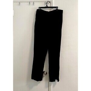 Lioness Black Linen Viscose Straight Leg Mid Rise Pants Pockets Zip Size Large